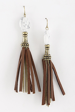 Unique Tassel And Stone Hook Earrings 6EBG6